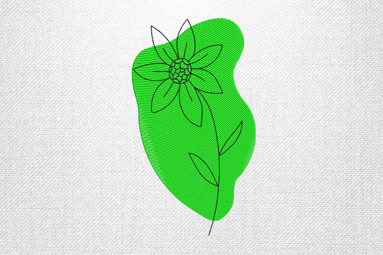 Minimalist Green Abstract Flower Embroidery Design