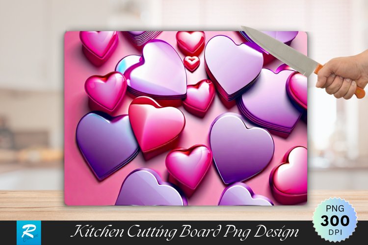 3D Heart Cutting Board Sublimation Design example image 1