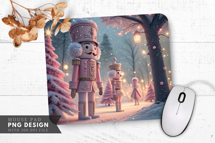 Whimsical Nutcracker Christmas Scene Mouse Pad PNG
