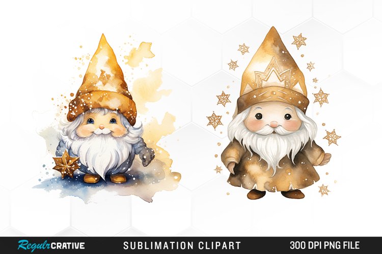 Gold Snowflake Gnome Sublimation Art