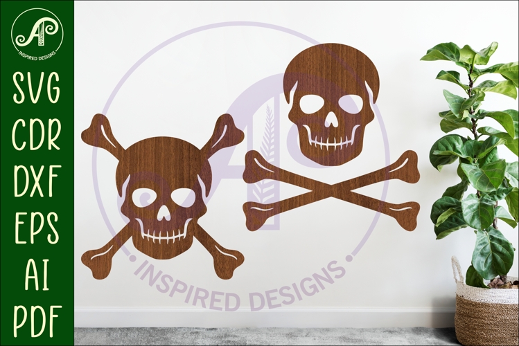 Skull and crossbones silhouette laser cut outs SVG file