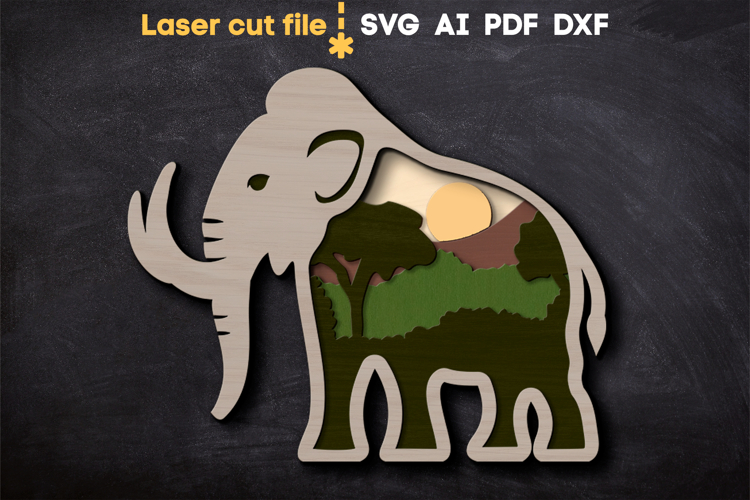 Mammoth SVG laser cut file for Glowforge