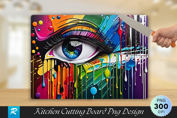 Colorful Eye Cutting Board Sublimation Design example image 1