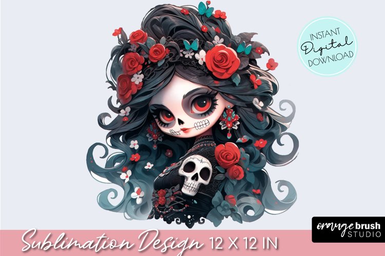 La Catrina PNG Girl Clipart - Day of the Dead Sublimation
