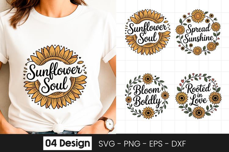 Sunflower Soul Floral Quote SVG PNG