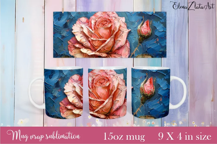 Flowers Mug Sublimation, Floral Design Mug