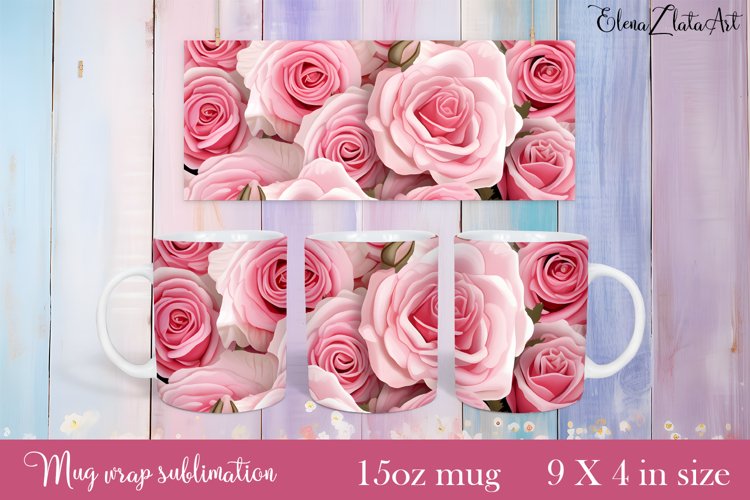 Flowers Mug Sublimation, Floral Design Mug example image 1