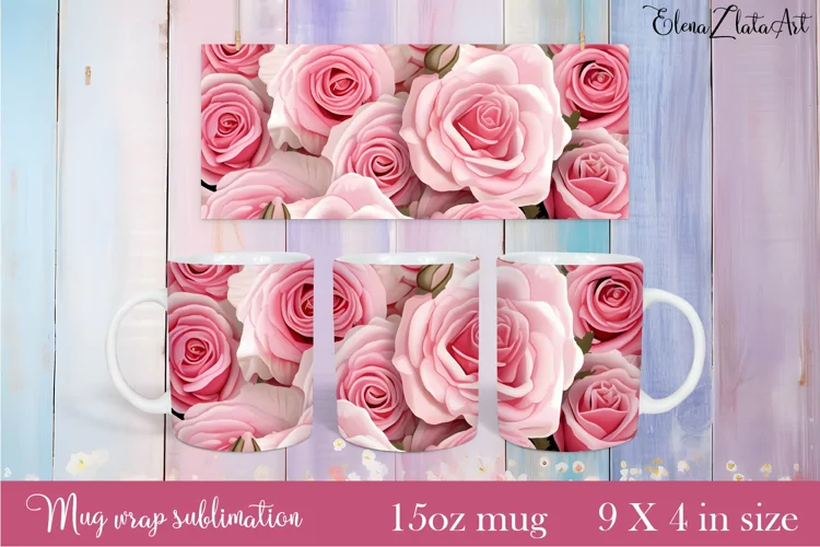 Flowers Mug Sublimation, Floral Design Mug