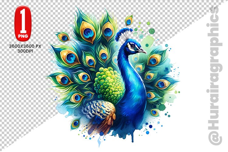 Cute Peacock Clipart - PNG File example image 1
