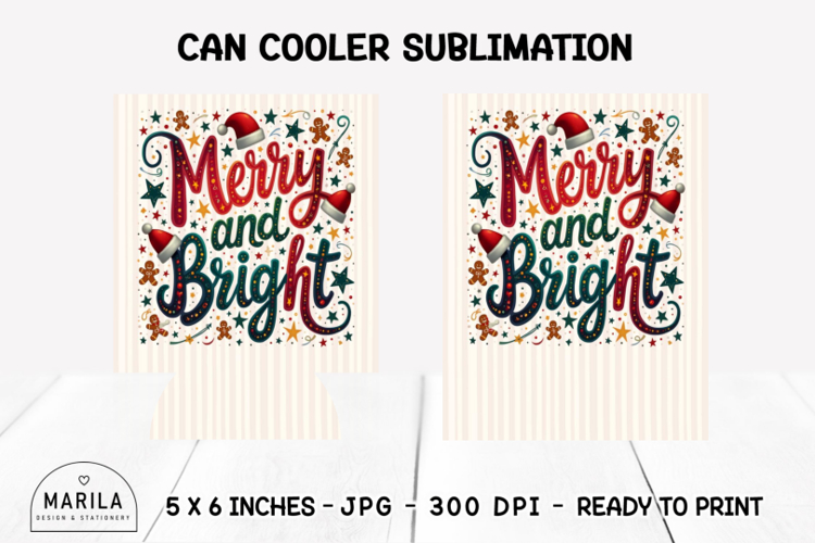 Merry Christmas Can Cooler Wrap | 12oz Sublimation #14