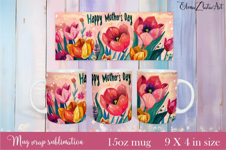 Flowers Mug Sublimation, Floral Design Mug