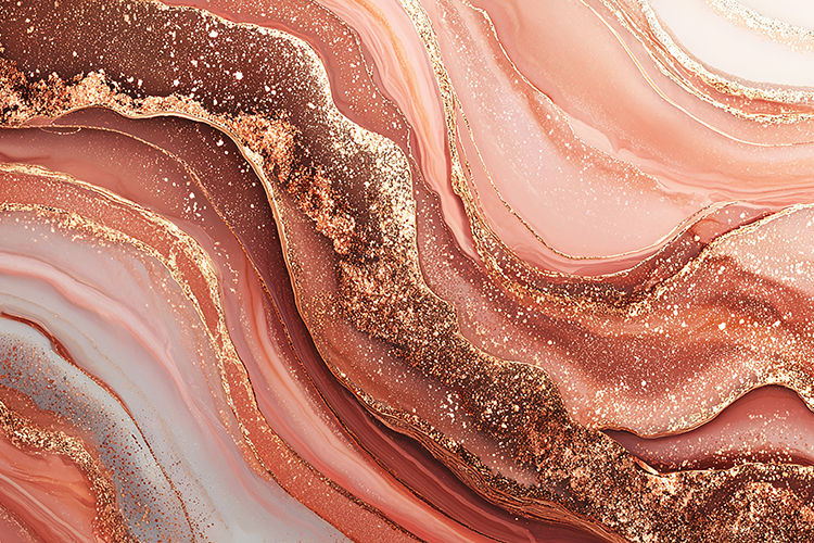 Swirling patterns of pink, gold, and brown hues