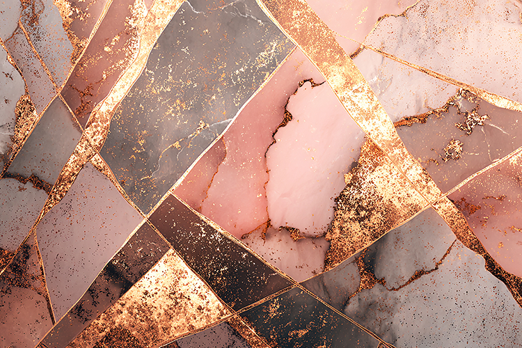 Pink, gold, and gray geometric shapes