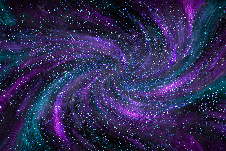 Purple and blue swirling galaxy with stars in space