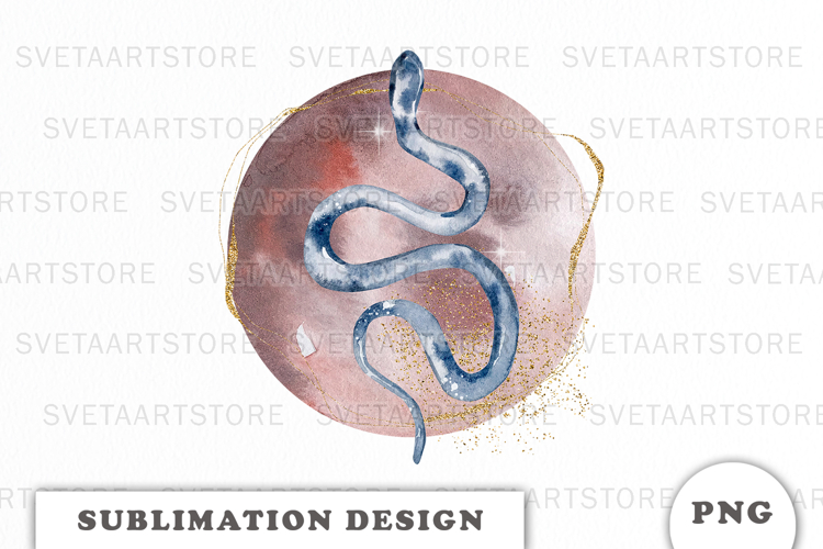Watercolor Moon with Snake png