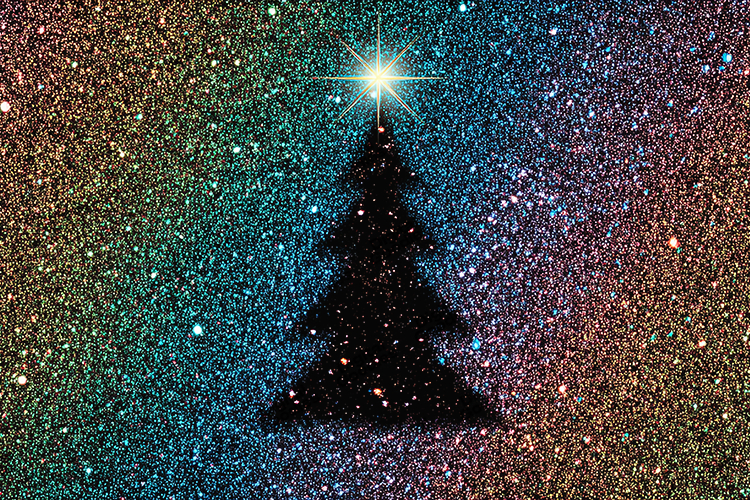 Glitter Christmas Tree Starry Night Background JPG