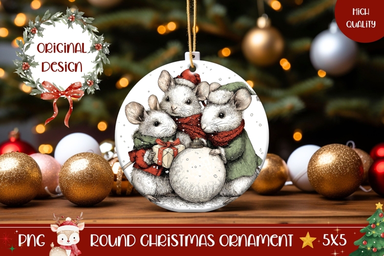 Cartoon Christmas Mice Ornament, Winter Ornament Design
