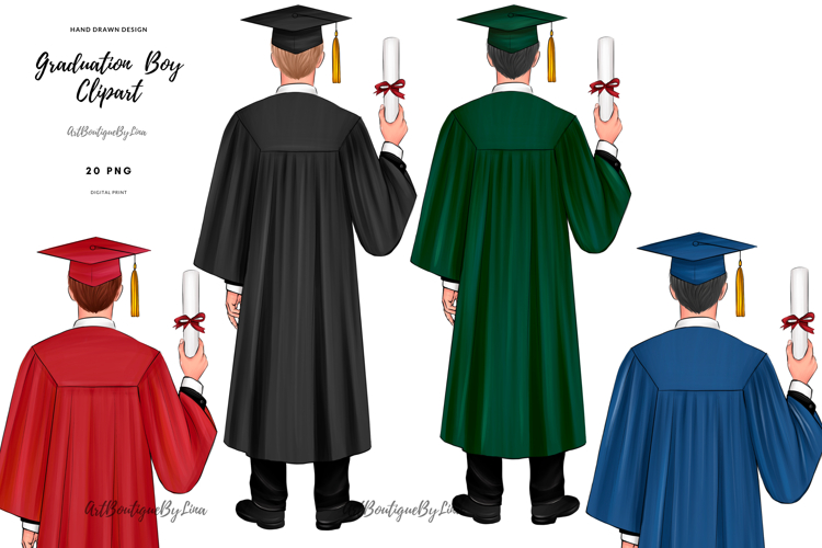 Graduate Boy Clipart, Class of 2025 PNG