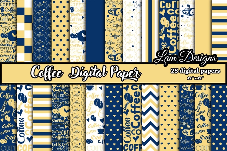 coffee digital papers, Coffee pattern, Coffee printables.