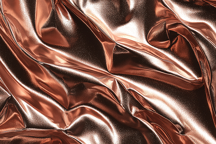 A luxurious metallic fabric with a shiny surface