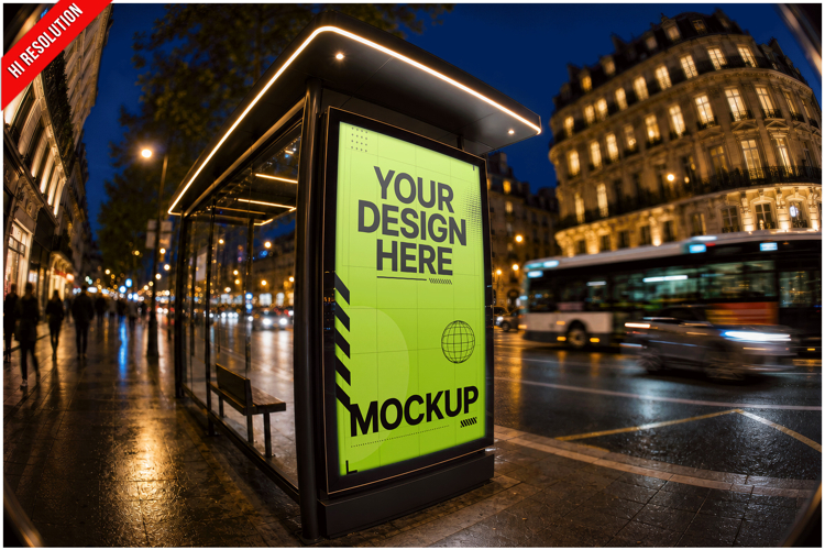 Bus Shelter Poster Night