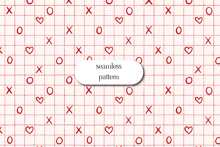 Valentine XO Seamless Pattern, Red Heart Grid Digital Paper