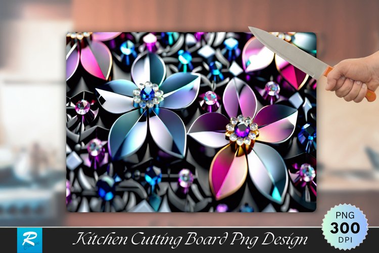 3D Flowers Cutting Board Sublimation Design example image 1
