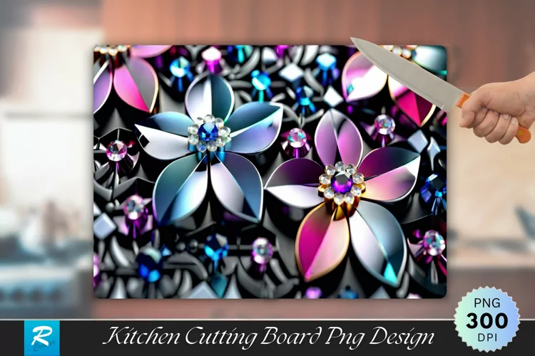 3D Flowers Cutting Board Sublimation Design