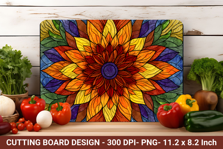 Stained Glass Flower Cutting Board | Cutting Board png