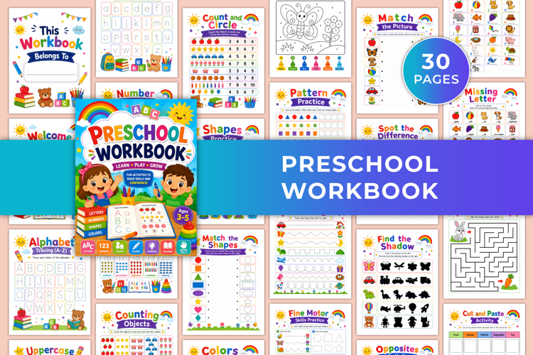 Preschool Workbook | Alphabet, Numbers, Shapes & Early Learn