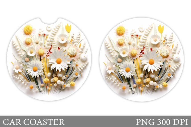 Flowers Car Coaster. Daisy Flowers Car Coaster Design example image 1