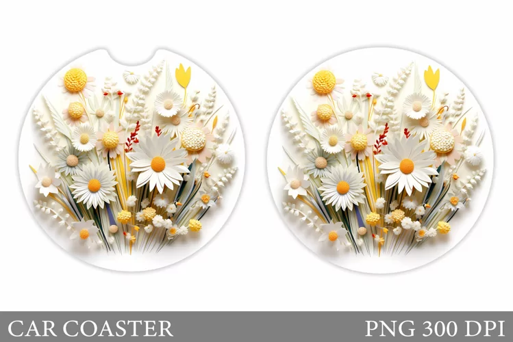 Flowers Car Coaster. Daisy Flowers Car Coaster Design