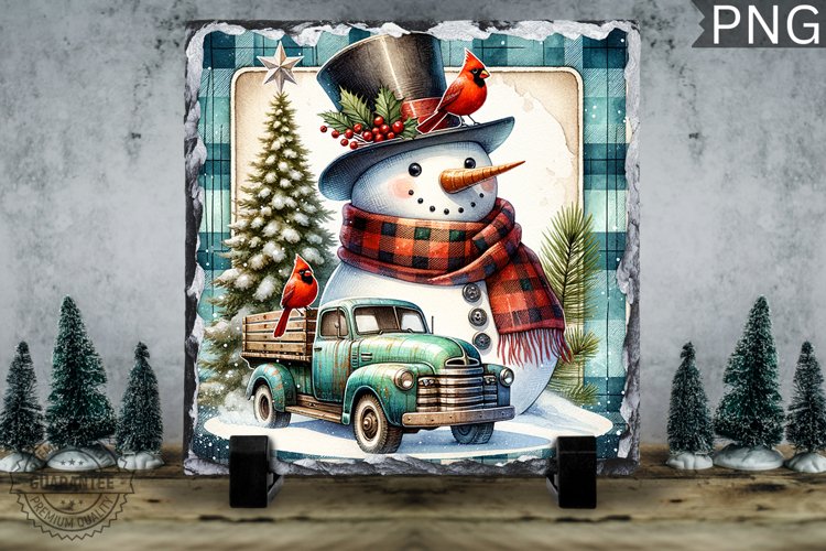 Christmas Snowman, Christmas Square Sublimation Slate Design
