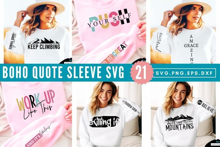 Boho Quote Sleeve SVG Bundle, Sarcastic SVG Bundle example image 1