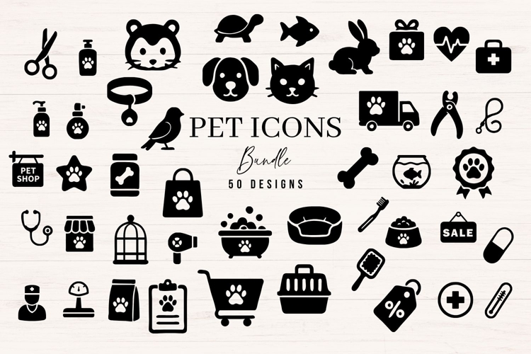 Pet Store Icons SVG Bundle | 50 Pet Shop   Pet Care Icons