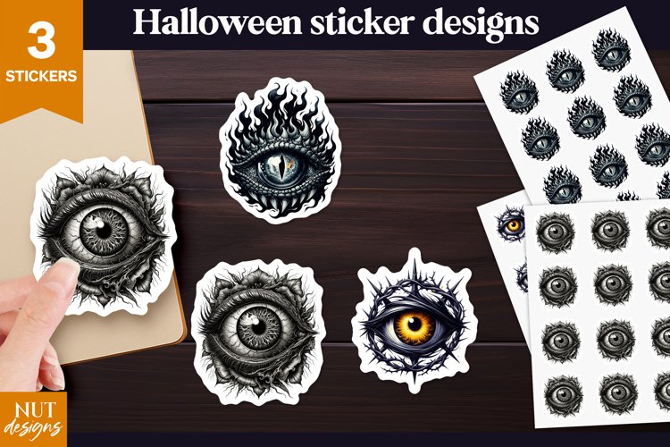 Creepy Eye Halloween Stickers PNG Evil eye, demon eye