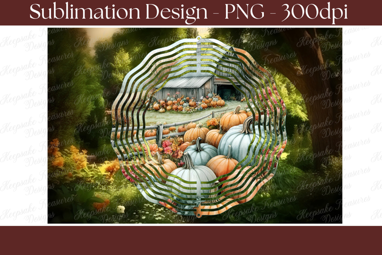 Fall Farm Wind Spinner PNG | Rustic Pumpkin Barn Autumn