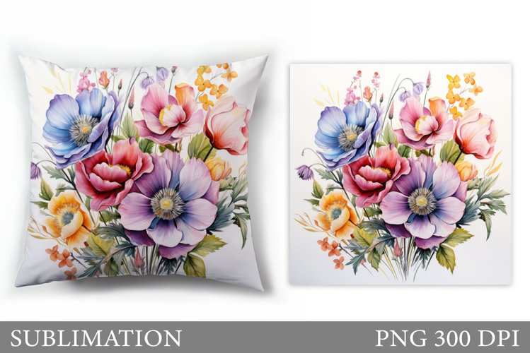 Floral Sublimation. Wildflowers Pillow Sublimation