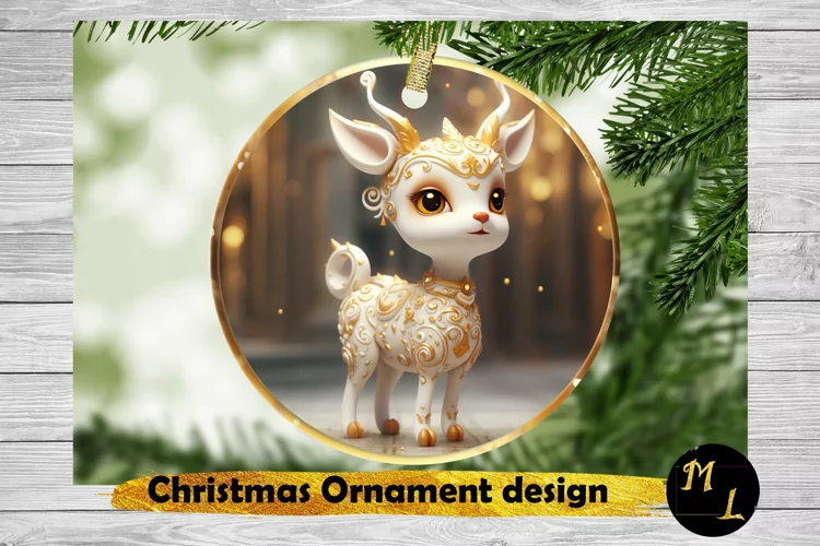 Cute Deer Christmas Ornament,Ornament Sublimation design