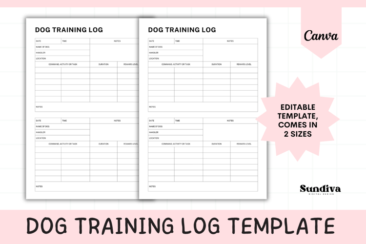 Dog Training Log Template 1 | Session-Based