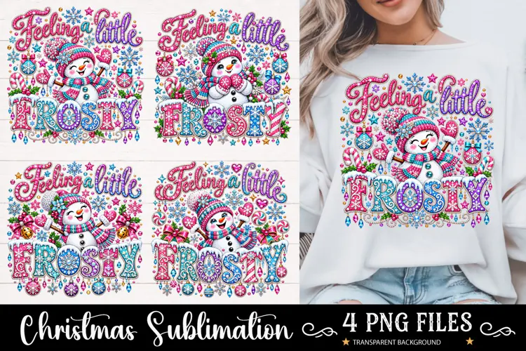 Feeling A Little Frosty PNG, Retro Frosty Christmas PNG