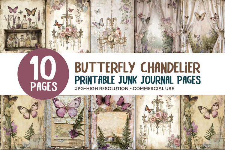 Butterfly Chandelier Junk Journal Pages example image 1