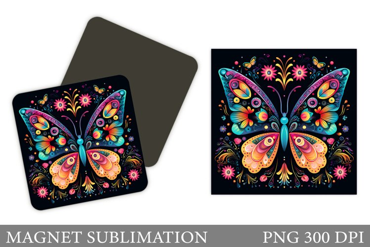 Butterfly Magnet Sublimation. Flowers Magnet Design example image 1