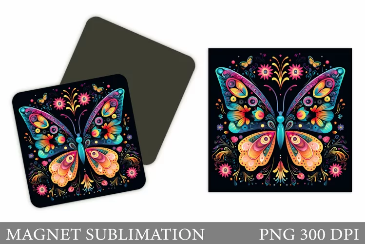 Butterfly Magnet Sublimation. Flowers Magnet Design