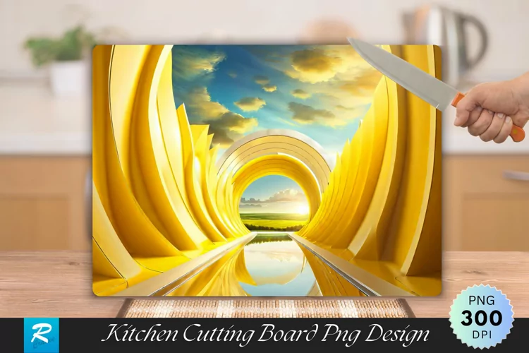 Yellow Tunnel with a Sky Cutting Board Sublimation Design