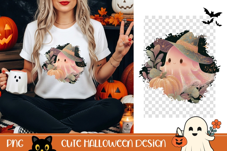 Halloween Glitter Ghost PNG, Cute Halloween Ghost T-Shirt