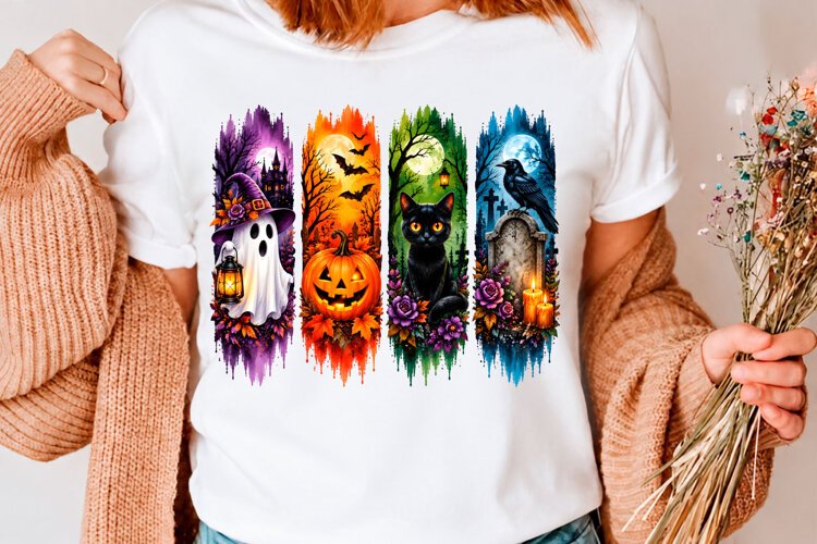 Watercolor Halloween Spooky PNG example image 1