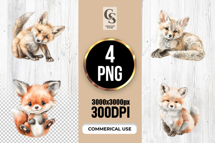 Cute Watercolor Fox Clipart Image 7