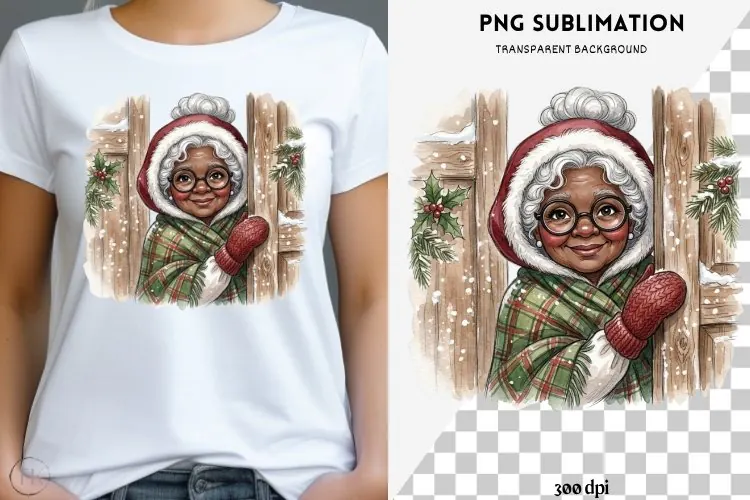 Christmas peeking character png design for T-shirts