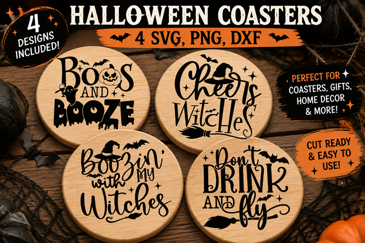 Halloween Coasters SVG PNG, Funny Witch Sayings